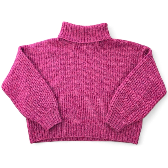 Old Navy Hot Pink Chunky Knit Turtleneck Sweater | Size Large - Picture 1 of 6